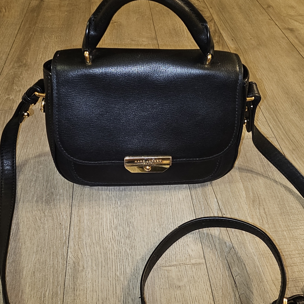 Marc Jacobs Black Crossbody Bag with Gold Accents